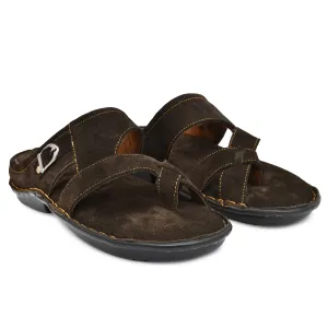 Brown Suede Leather Slippers for men's