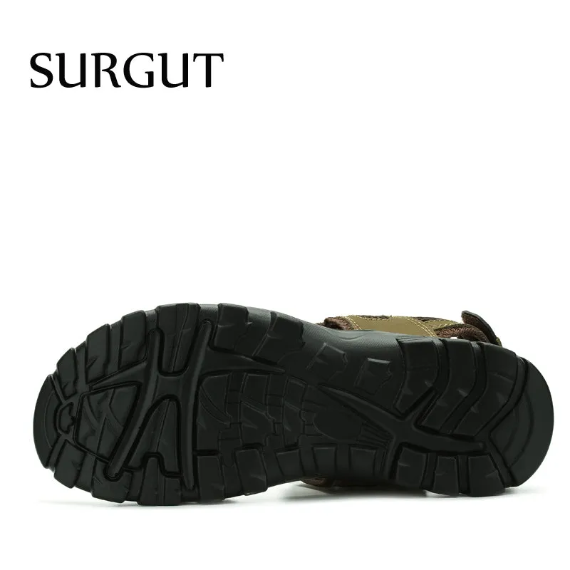Fashion High Quality Genuine Leather Cowhide Sandals Beach Slippers Casual Shoes Men Size 38-44