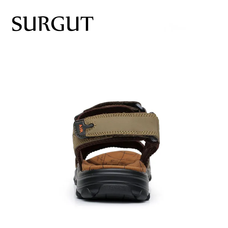 Fashion High Quality Genuine Leather Cowhide Sandals Beach Slippers Casual Shoes Men Size 38-44
