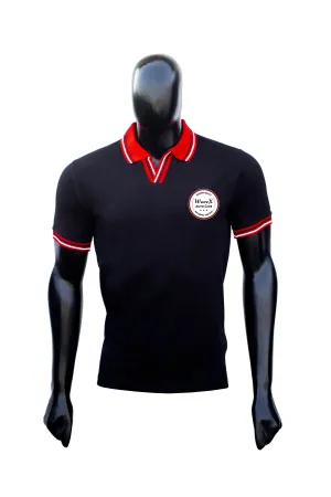 Men's Classic Fit Short Sleeve Casual 100% Cotton Polo Detailing T Shirt (Red and Black)