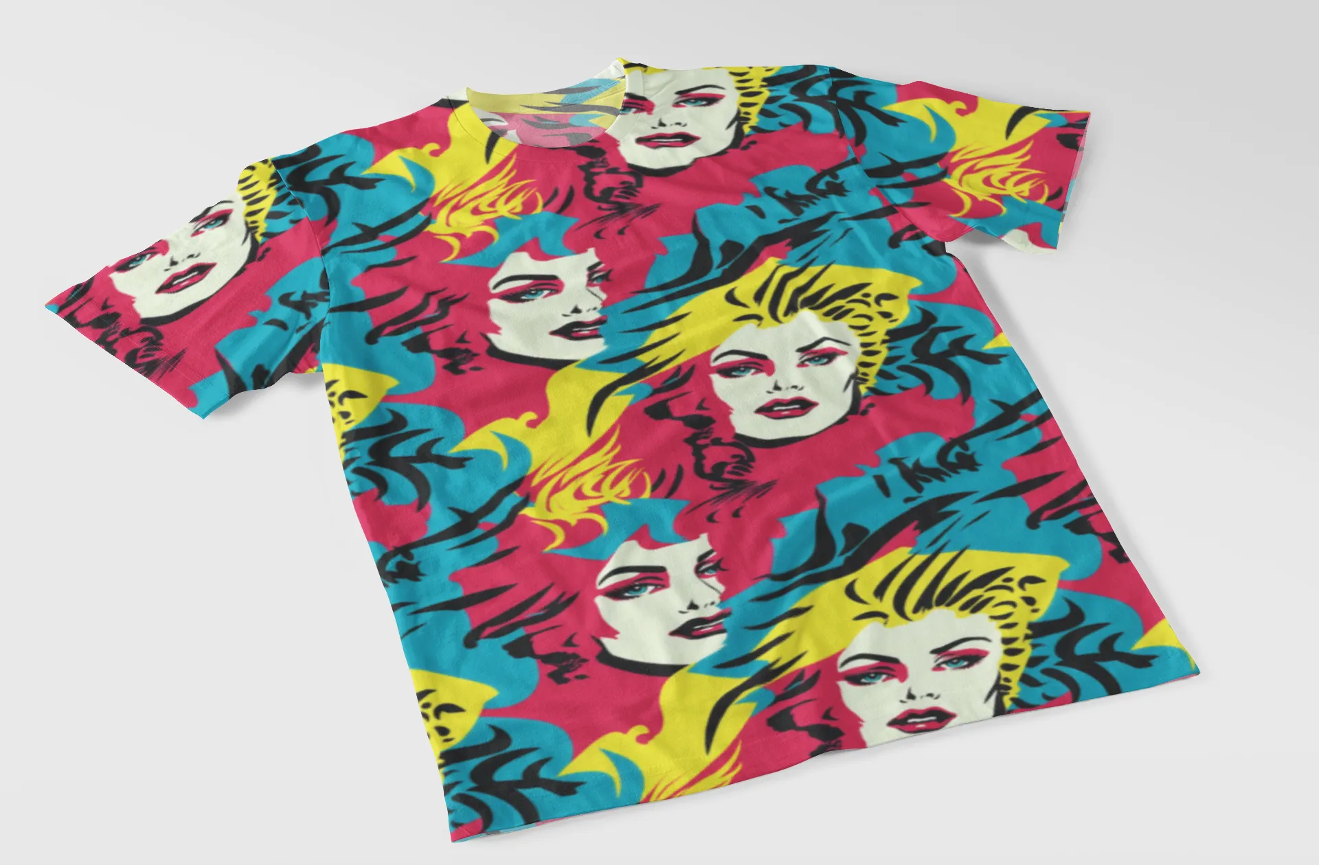 Retro Pop Art Women's Vibrant All-Over Print Tee