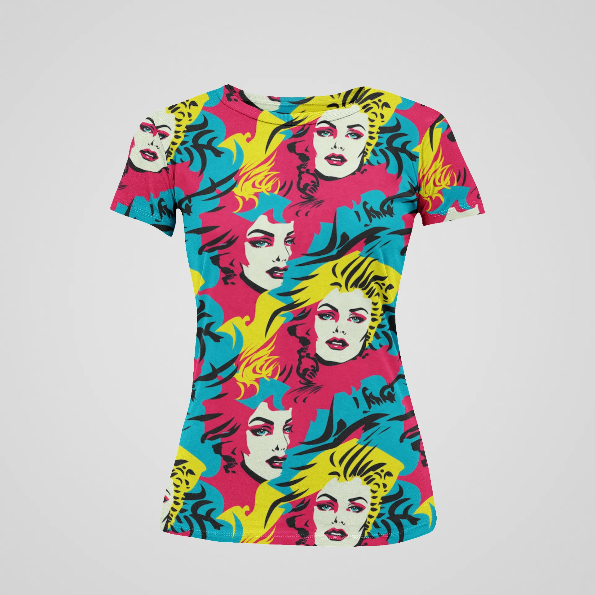 Retro Pop Art Women's Vibrant All-Over Print Tee