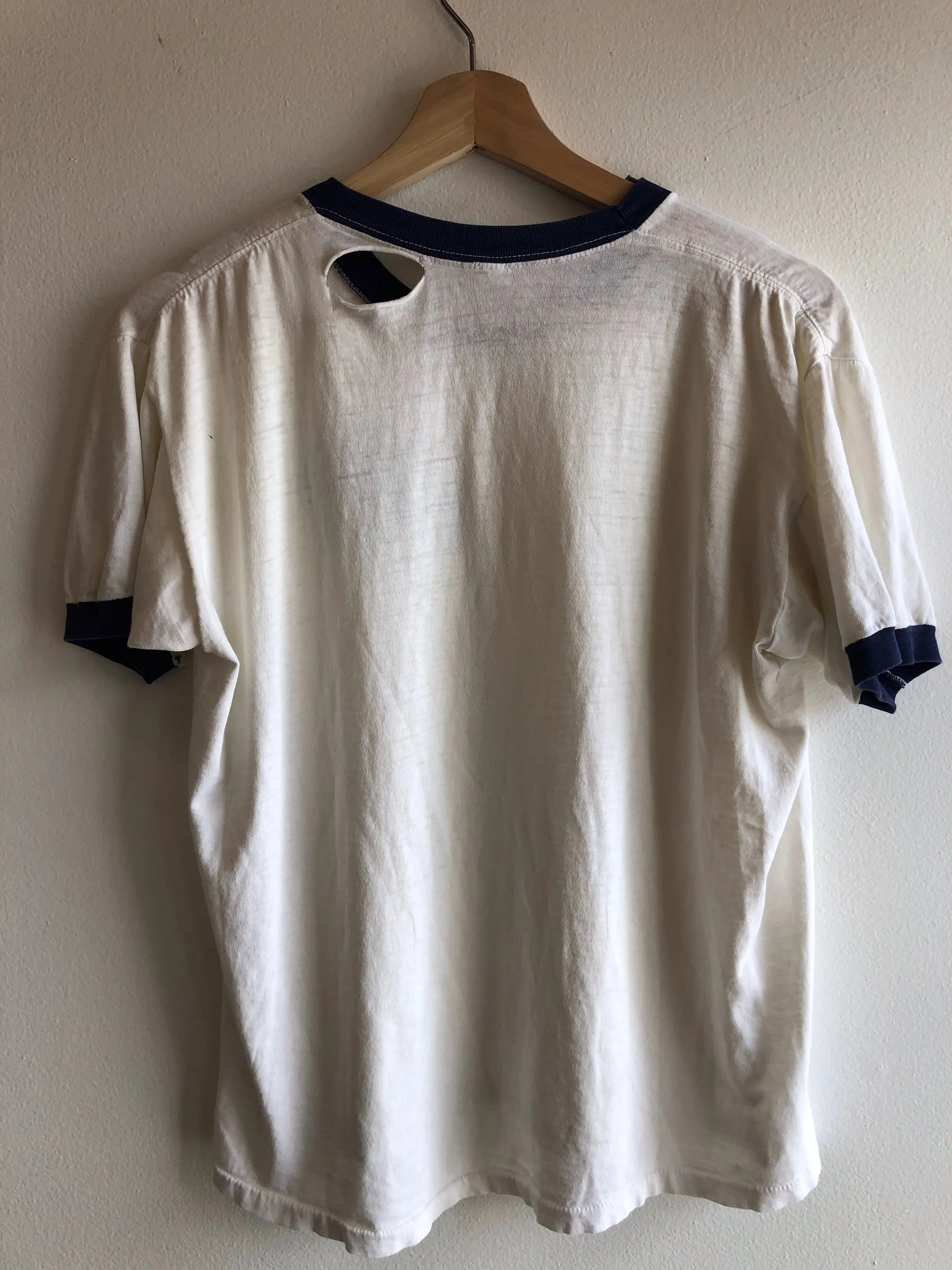 Vintage 1970s Seek Engage Destroy U.S. Navy Ringer T-Shirt