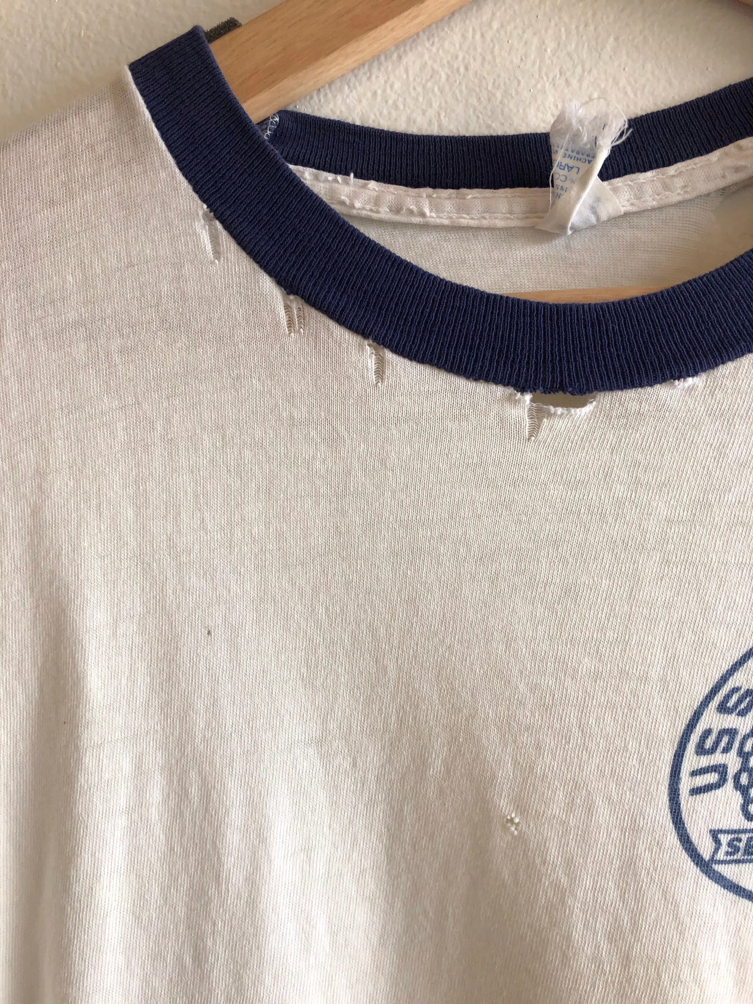 Vintage 1970s Seek Engage Destroy U.S. Navy Ringer T-Shirt